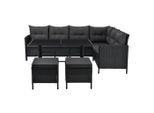 Juskys Loungegarnitur, Dunkelgrau, Kunststoff, 4, Loungemöbel, Gartenlounge-Sets