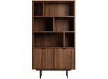 Beautysofa Bücherregal, Walnuss, Metall, 90x185x35 cm, Wohnzimmer, Regale, Bücherregale