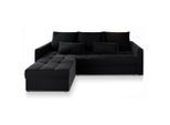 Masseno Ecksofa, Schwarz, Kunststoff, 3-Sitzer, L-Form,L-Form, 220x140 cm, Wohnzimmer, Sofas & Couches, Wohnlandschaften, Ecksofas