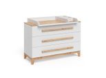 VitaliSpa Wickelkommode, Weiß, Eiche Artisan, Holzwerkstoff, 3 Schubladen, Rechteckig, 133.2x98x70 cm, Babymöbel, Wickelkommoden & Zubehör, Wickelkommoden