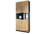 Vladon Büroschrank, Eiche, Holzwerkstoff, 82x184x37 cm, Arbeitszimmer, Aktenschränke