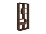 Skraut Home Regal, Dunkelbraun, Holzwerkstoff, Rechteckig,Rechteckig, 67x162x31 cm, Wohnzimmer, Regale, Bücherregale
