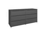 Vicco Kommode, Anthrazit, Holzwerkstoff, 6 Fächer, 6 Schubladen, Rechteckig, 160x77.6x48 cm, Wohnzimmer, Kommoden & Sideboards, Kommoden