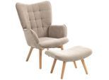 Homcom Ohrensessel, Braun, Buchenholz, Echtholz,Buche, 1-Sitzer, Füllung: Schaumstoff, einzeln stellbar, 72x101x80 cm, Wohnzimmer, Sessel, Relaxsessel