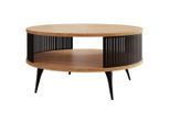 Mirjan24 Couchtisch, Eiche, Metall, Rund, 75x44x75 cm, Wohnzimmer, Wohnzimmertische, Couchtische
