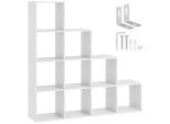 tectake Bücherregal, Weiß, Holzwerkstoff, Abstrakt, Quadratisch, 130x130x29 cm, Wohnzimmer, Regale, Bücherregale