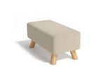 Livingandhome Polsterhocker, Beige, Eichenholz, Rechteckig, 57x25.7x28 cm, Wohnzimmer, Hocker