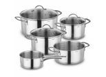 Kopf Topfset, Edelstahl, Metall, Rund, backofengeeignet, Kochen, Töpfe, Topfsets