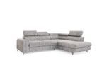 Masseno Ecksofa, Hellgrau, Holz, 4-Sitzer, L-Form,L-Form, 255x193 cm, Wohnzimmer, Sofas & Couches, Wohnlandschaften, Ecksofas