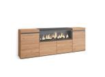 Skraut Home Sideboard, Eiche, Mehrfarbig, Holzwerkstoff, Rechteckig,Rechteckig, 208x75x35 cm, Wohnzimmer, Kommoden & Sideboards, Sideboards