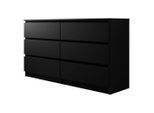 Mirjan24 Kommode, Schwarz, Holzwerkstoff, 6 Schubladen, 138x77x40 cm, Wohnzimmer, Kommoden & Sideboards, Kommoden