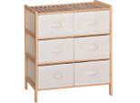 Begryf Badezimmerschrank, Natur, Holz, Bambus, 6 Schubladen, 66x79x35 cm, Badezimmer, Badezimmerschränke, Midischränke