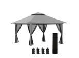 Outsunny Faltpavillon, Dunkelgrau, Kunststoff, 392x283x392 cm, Sonnen- & Sichtschutz, Pavillons & Pergolas, Pavillons