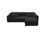 Graingold Ecksofa, Schwarz, Textil, Kiefer, 3-Sitzer, L-Form, Ottomane rechts,L-Form, 265x180 cm, Oeko-Tex®, Reach, Hergestellt in Europa, Handmade in Europe, Hergestellt in Europa, Made in EU, Real Wood, Wohnzimmer, Sofas & Couches, Wohnlandschaften, Ecksofas