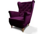 Beautysofa Chesterfield-Sessel, Violett, Holz, 1-Sitzer, 82x102x92 cm, Wohnzimmer, Sessel, Chesterfield-Sessel
