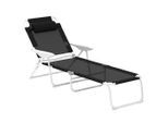 Outsunny Sonnenliege, Schwarz, Metall, 1-Sitzer, 66x98x160 cm, Gartenmöbel, Gartenliegen