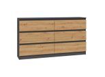 CDF Kommode, Eiche Artisan, Anthrazit, Holzwerkstoff, 138x75x40 cm, Wohnzimmer, Kommoden & Sideboards, Kommoden