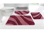 Badematte OTTO HOME "Anna, Badvorleger, Badezimmer Teppich" Gr. 4, rot (bordeaux, beere), H:16mm, Polyester, Badematten, Badematte, Badteppich, Hoch Tief Effekt, Modern, Weich, Wellen