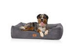 Knuffelwuff Hundebett aus Cord mit Handwebcharakter Olivia grau S