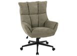 Venda Chefsessel, Schwarz, Salbeigrün, Metall, Textil, Uni, Drehkreuz, 74x95-101x74 cm, Wippmechanik mit Härtegradeinstellung, Sitzfläche 360° drehbar, Arbeitszimmer, Bürostühle, Drehstühle