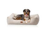 Knuffelwuff Hundebett aus Cord mit Handwebcharakter Olivia beige S