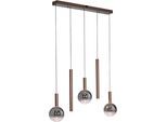 PAUL NEUHAUS LED Pendelleuchte "BOWL", braun, 5, H: 100cm, 1 Stk., Leuchten, Dimmbar über Lichtschalter, Memory, Höhenverstellbar, Rauchgläser, LED Pendelleuchte