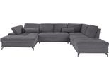 Wohnlandschaft OTTO HOME "Costello U-Form, B: 363 cm mit Sitztiefen- & Armteilverstellung", grau, B:363cm H:89cm T:223cm, 100% Polyester;Samtoptik (100% Polyester), Sofas, Wohnlandschaft, optional Bettfunktion & Bettkasten