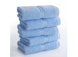 Gaestehandtuecher HAMMETEX "5er Set, 30x50 cm, weich & saugstark, 100% Baumwolle", blau (hellblau), B:30cm L:50cm, Frottier, Frottee, Handtücher, mit Bordüre, einfarbig, Schlaufe, 100% Baumwolle Frottee