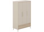 Kleiderschrank PAIDI "EEFJE in Beige mit Schublade und Türen, verschiedene Ausführungen", beige (cashmere, beige, groovy, oak), B:124cm H:204cm T:57cm, Holzwerkstoff, Schränke, Kleiderschrank, inkl. Kleiderstangen und Einlegeböden, Kleiderschrank aus Holz