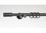 Gardinenstange LIEDECO "Stilgarnitur "Zylinder" ausziehbar 16/19 mm", schwarz (steingrau), Ø:19mm, Eisen, Gardinenstangen, Gardinenstange, teleskopisch ausziehbar