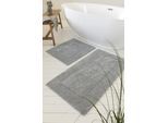 Badematte WECON HOME BASICS "Finn", grau, H:15mm, Baumwolle, Badematten, Badematte, waschbar, robust, saugfähig, pflegeleicht, Baumwolle, Hoch-Tief-Effekt