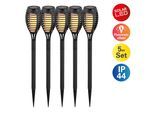 LED Solarleuchte NÄVE "Fanilo", schwarz, H:45cm Ø:6cm, Leuchten, 5er Set Fackeln, Flammeneffekt, schwarz, LED warmweiß, H: 45cm, D: 6cm