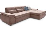 Ecksofa DIE PLANBAR "MP-IN16037 L-Form, Breite 289 cm, mit Federkern-Polsterung", braun (mandel), B:289cm H:85cm T:195cm, 100% Polyester, Sofas, Ecksofa, mit Sitztiefenverstellung & Zierkissen