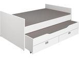 Einzelbett PAIDI "TIAGO in verschiedenen Ausführungen, Jugendliege mit Bettkasten", kreideweiß, H:81cm, Betten, Einzelbett, Kojenbett inklusive Ausziehbett in 90x190 cm & 2 Schubladen