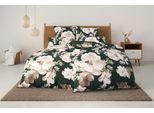 Bettwäsche OTTO HOME "MELINA", grün (dunkelgrün), B/L: 135cm x 200cm, 1 Stk., 1 Stk., Renforcé, B/L: 40cm x 80cm, 2, Renforcé, Obermaterial: 100% Baumwolle, Bettwäsche, Bettwäsche, florale Bettwäsche mit Reißverschluss, ab Gr. 135x200 cm, Topseller