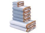 Handtuch Set OTTO HOME "Elenna. Premium Handtücher, 100% Baumwolle, 500 gr/m², 8-tlg.", blau, 8, Frottier, Frottier, Obermaterial: 100% Baumwolle, Handtuch-Sets, Handtuch Set, Duschtücher, Handtücher, Gästehandtücher, Streifen, 5 Jahre Garantie