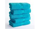 Gaestehandtuecher HAMMETEX "5er Set, 30x50 cm, weich & saugstark, 100% Baumwolle", blau (türkis), B:30cm L:50cm, Frottier, Frottee, Handtücher, Gaestehandtuecher, mit Bordüre, einfarbig, Schlaufe, 100% Baumwolle Frottee