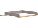 Wickelaufsatz PAIDI "STIENE in Beige oder Grau, zur Erweiterung der Kommode", grau (schiefergrau, eiche massiv), B:123cm H:12cm T:80cm, Holzwerkstoff, Massivholz, Wickelaufsätze, Wickelaufsatz, Wickelauflage mit Eiche Massivholz und gerundeten Kanten