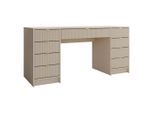 Mirjan24 Schreibtisch, Sand, Holzwerkstoff, 9 Schubladen, Rechteckig,Rechteckig, 154x76x55 cm, Arbeitszimmer, Schreibtische, Bürotische