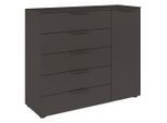 Rauch Möbel , Graphitfarben , Holzwerkstoff , 5 Schublade(n) Schubladen , 120x100x42 cm , Blauer Engel, BQ - Bündnis für Qualität, Made in Germany ,