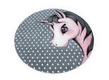 Ayyildiz , Grau, Weiß, Pink , Textil , Einhorn , rund , Oeko-Tex® Standard 100 , für Fußbodenheizung geeignet, schmutzabweisend, für Hausstauballergiker geeignet, lichtunempfindlich, antistatisch, pflegeleicht, strapazierfähig, leicht zusammenrollbar ,