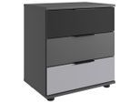 Mid.you , Graphitfarben, Schwarz, Hellgrau , Glas, Holzwerkstoff , 3 Schublade(n) Schubladen , 52x58x38 cm , BQ - Bündnis für Qualität, Made in Germany, DIN EN ISO 9001 ,