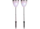 LED Solarleuchte "Solar-Wegleuchte Vigo", weiß, B:10cm H:34cm L:10cm T:10cm Ø:10cm, PARFORCE TRADITIONAL HUNTING, Leuchten, Dämmerungssensor, 2er-Set, inkl. Akku