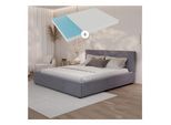 Juskys Polsterbett Salerno mit Matratze – 180 x 200 cm Cord Grau, modernes Design & pflegeleicht
