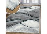 Teppich OTTO HOME "Tritom" Gr. 8, grün (dunkelgrün), B:280cm H:9mm L:380cm, Kunstfaser, Teppiche, Teppich, mit besonders weichem Flor, Kurzflor, modernes Wellen Muster