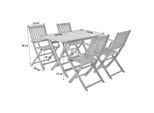 Ambia Garden Gartentischgruppe, Akazie, Holz, Akazie, massiv, rechteckig, 120 cm, Stühle klappbar, Gartenmöbel, Gartenmöbel-Sets