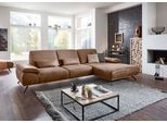 Ecksofa DIE PLANBAR "PN-EM18063 L-Form, B: 322 cm", braun (chai), B:322cm H:89cm T:187cm, Sichtrahmen: Aus Spannplatte mit augesetzten Weildeiche funiert, Sofas, Ecksofa, wahlweise mit echt bezogenem Rücken und Sitztiefenverstellung