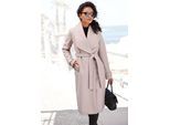 Langmantel LASCANA "mit Bindegürtel und Taschen", Damen, Gr. 44, beige (sand), Web, Obermaterial: 100% Polyester. Futter: 100% Polyester, unifarben, figurumspielend knielang, Mäntel Langmantel, eleganter Damenmantel, langer Übergangsmantel