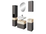 Badmöbel-Set SAPHIR "Quickset 394", grau (quarzgrau, polar piniefarben), Kastenmöbel-Sets, Badmöbel-Set