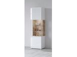 Vitrine OTTO HOME "Toledo,Höhe 204 cm trendige Glasvitrine mit dekorative Fräsungen", weiß (weiß, weiß hgl, sanremo), B:60,5cm H:204cm T:37cm, ABS-Kunststoff, FSC-zertifizierter Holzwerkstoff, Glas, MDF, Melamin, Schränke, Vitrine, Standvitrine ohne Beleuchtung, viel Stauraum, hochglanz Front MDF